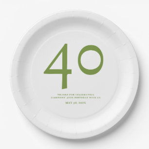 Assiettes En Carton Fête d'anniversaire 40 ans minimaliste et chic