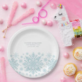 Assiettes En Carton Fête d'anniversaire 40e Blue White Snowflake Custo (Fête)