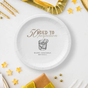 Assiettes En Carton Fête d'anniversaire 50 ans Whiskey Vieilli à la Pe