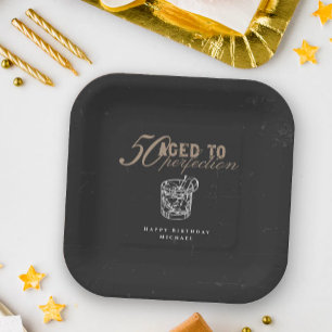 Assiettes En Carton Fête d'anniversaire 50 ans Whiskey Vieilli à la Pe