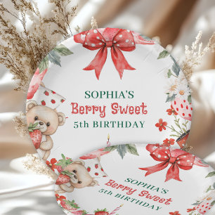 Assiettes En Carton Fête d'anniversaire 5 ans Vintage Strawberry Berry