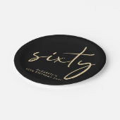 Assiettes En Carton Fête d'anniversaire 60 ans Chic Black Gold (Angle)