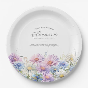 Assiettes En Carton Fête d'anniversaire 95 ans Fleur du mois de naissa