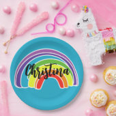 Assiettes En Carton Fête d'anniversaire à l'arc-en-ciel lumineux (Fête)