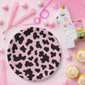 Assiettes En Carton Fête d'anniversaire à motif cuir de vache noir et (Fête)