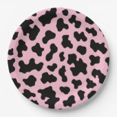 Assiettes En Carton Fête d'anniversaire à motif cuir de vache noir et (Devant)