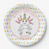 Assiettes En Carton Fête d'anniversaire à thème Axolotl personnalisé (Devant)