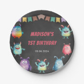 Assiettes En Carton Fête d'anniversaire à thème de Little Monster (Devant)