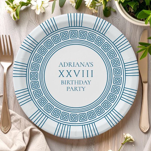 Assiettes En Carton Fête d'anniversaire à thème Grèce antique en bleu