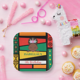 Assiettes En Carton Fête d'anniversaire afro-africaine