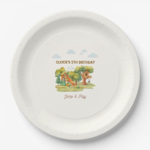Assiettes En Carton Fête d'anniversaire aire de jeux couverte
