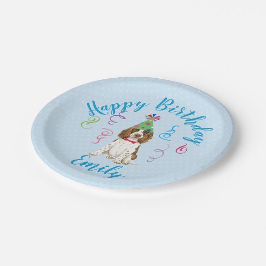 Assiettes En Carton Fête d'anniversaire Anglais Springer Spanie Plaque (Angle)