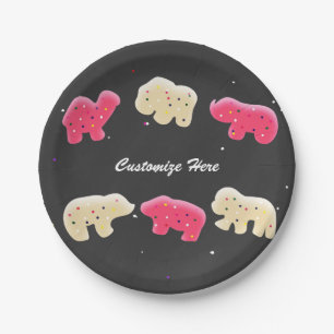 Assiettes En Carton Fête d'anniversaire Animal Cookies Sprinkles 1 an
