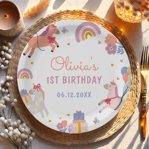 Assiettes En Carton Fête d'anniversaire arc-en-ciel licorne pastel mag