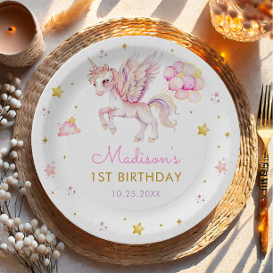 Assiettes En Carton Fête d'anniversaire arc-en-ciel licorne pastel mag