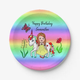 Assiettes En Carton Fête d'anniversaire Arc-en-ciel, Princesse et Lico