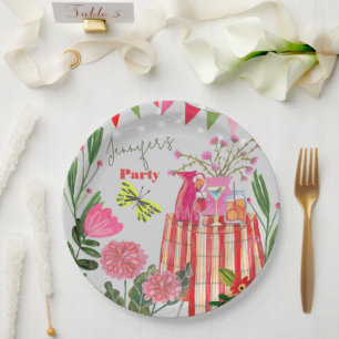 Assiettes En Carton Fête d'anniversaire au jardin