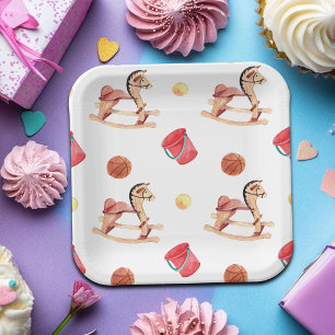 Assiettes En Carton Fête d'anniversaire au terrain de jeu coloré