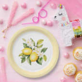 Assiettes En Carton Fête d'anniversaire aux citrons d'aquarelle (Fête)