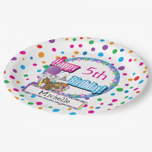 Assiettes En Carton Fête d'anniversaire avec mignon écureuil en carica (Angle)