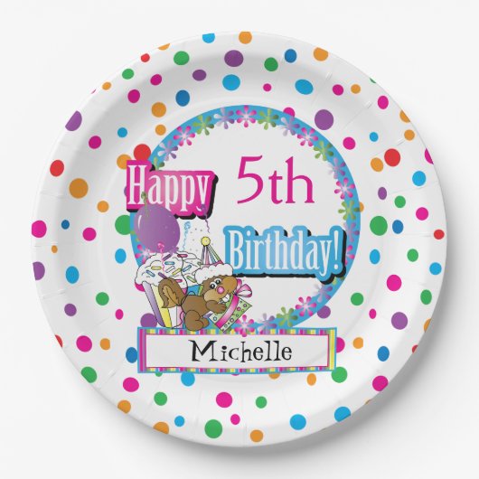 Assiettes En Carton Fête d'anniversaire avec mignon écureuil en carica (Devant)