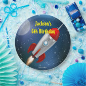 Assiettes En Carton Fête d'anniversaire avec vaisseau spatial et étoil (Fête)