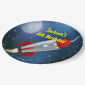 Assiettes En Carton Fête d'anniversaire avec vaisseau spatial et étoil (Angle)