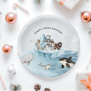 Assiettes En Carton Fête d'anniversaire Aventure Arctique
