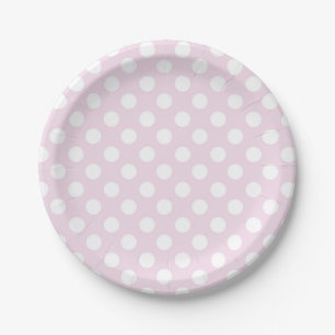 Assiettes En Carton Fête d'anniversaire bébé rose clair et blanc à poi