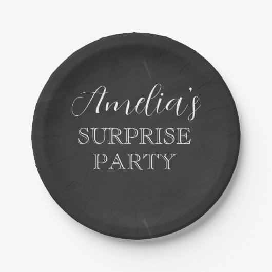 Assiettes En Carton Fête d'anniversaire Black and White Surprise (Devant)