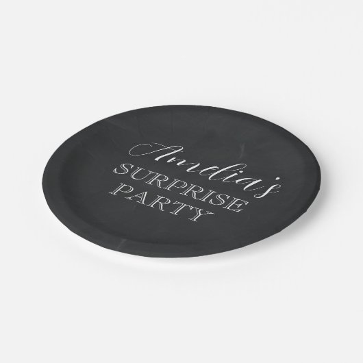 Assiettes En Carton Fête d'anniversaire Black and White Surprise (Angle)