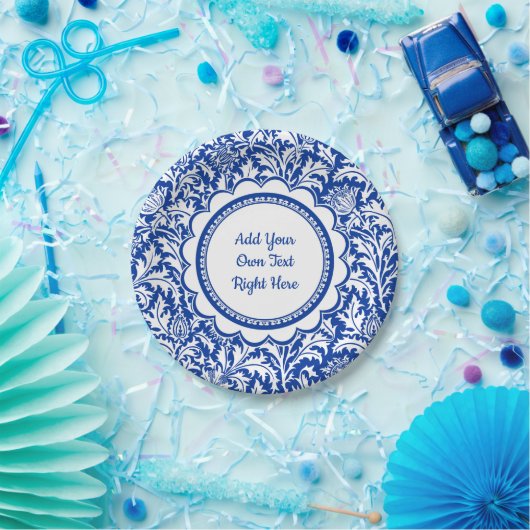 Assiettes En Carton Fête d'anniversaire blanche bleue faite sur (Fête)