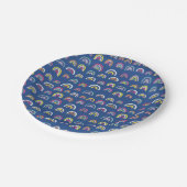 Assiettes En Carton Fête d'anniversaire Blue Rainbow (Angle)