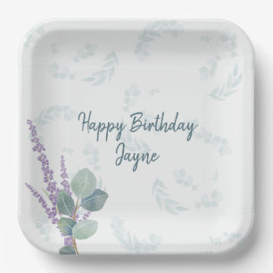 Assiettes En Carton Fête d'anniversaire botanique à l'eucalyptus et à