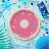 Assiettes En Carton Fête d'anniversaire branchée rose arrosée de beign (Fête)