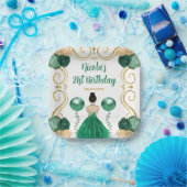 Assiettes En Carton Fête d'anniversaire Brown cheveux Princesse en ver (Fête)