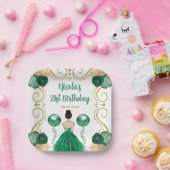 Assiettes En Carton Fête d'anniversaire Brown cheveux Princesse en ver (Fête)