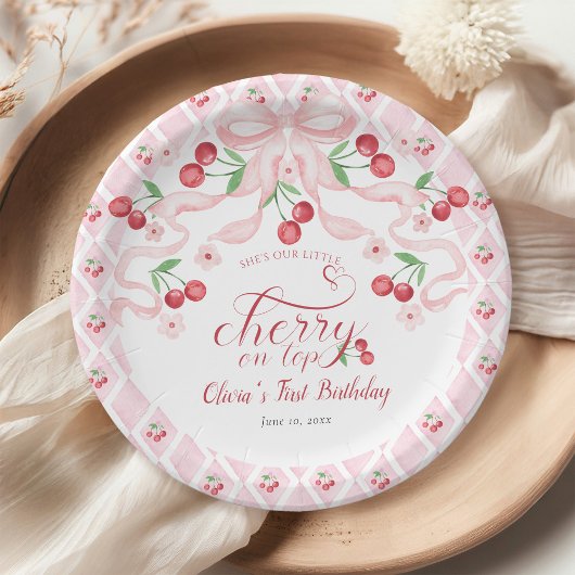 Assiettes En Carton Fête d'anniversaire Cherry First