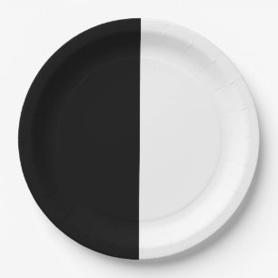 Assiettes En Carton Fête d'anniversaire chic noir et blanc en deux par