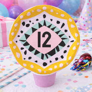 Assiettes En Carton Fête d'anniversaire colorée de l'année