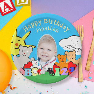 Assiettes En Carton Fête d'anniversaire d'animaux mignons amusants per