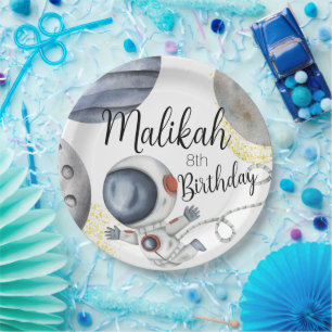 Assiettes En Carton Fête d'anniversaire dans l'espace aquarelle pour g