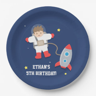 Assiettes En Carton Fête d'anniversaire d'astronaute de vaisseau spati