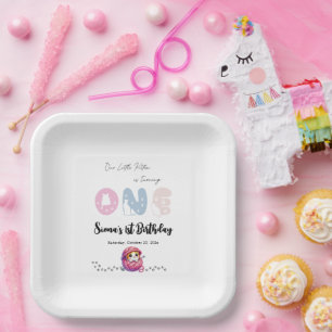 Assiettes En Carton Fête d'anniversaire de 1 an pour un petit chaton m