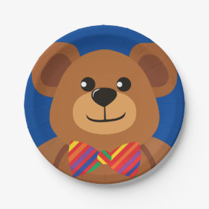 Assiettes En Carton Fête d'anniversaire de 1 an Teddy Bear Rainbow Mig