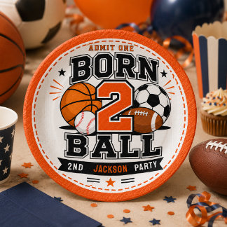 Assiettes En Carton Fête d'anniversaire de 2 ans pour garçon de sports