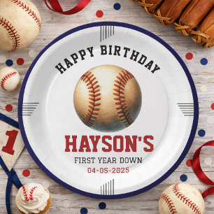 Assiettes En Carton Fête d'anniversaire de baseball de première année