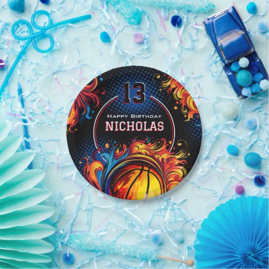 Assiettes En Carton Fête d'anniversaire de basket-ball (Fête)