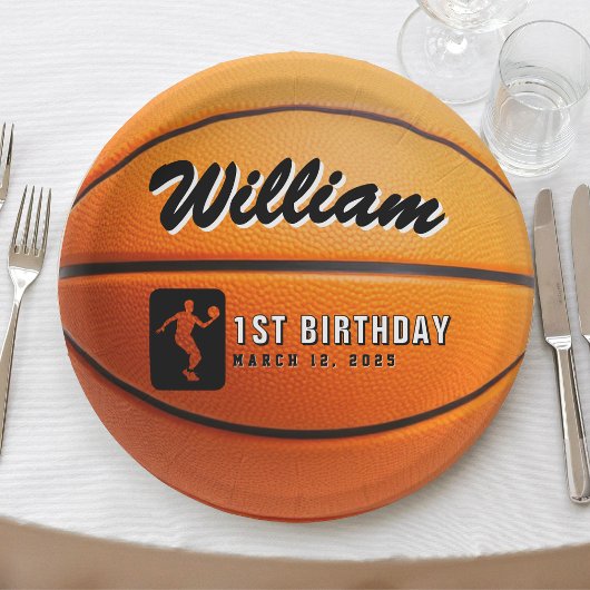 Assiettes En Carton Fête d'anniversaire de basket-ball
