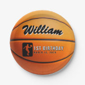 Assiettes En Carton Fête d'anniversaire de basket-ball (Devant)